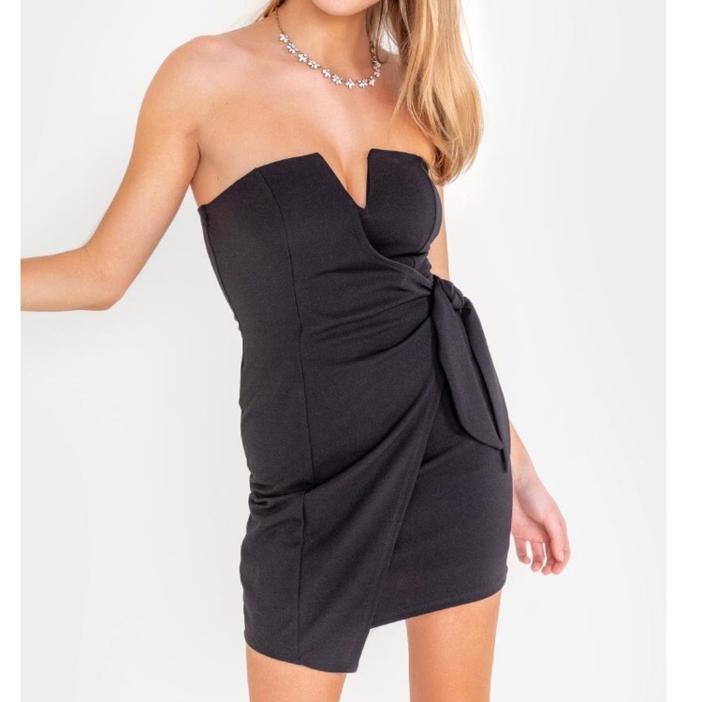 strapless body con dress